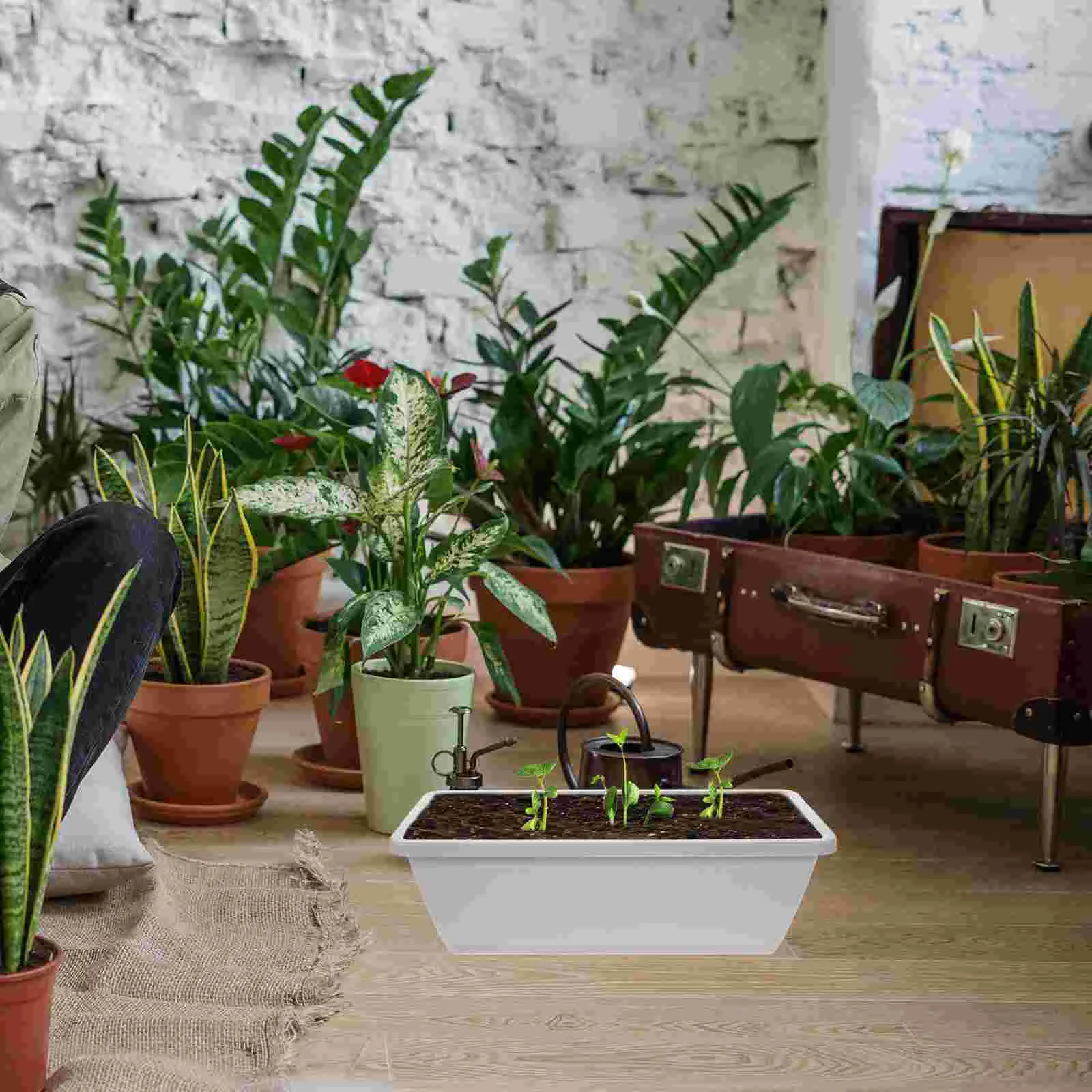 4 Sets Household Window Frame Pot Plant Nursery Accessory Plants Garden Rectangular Planter Flower Pots Box