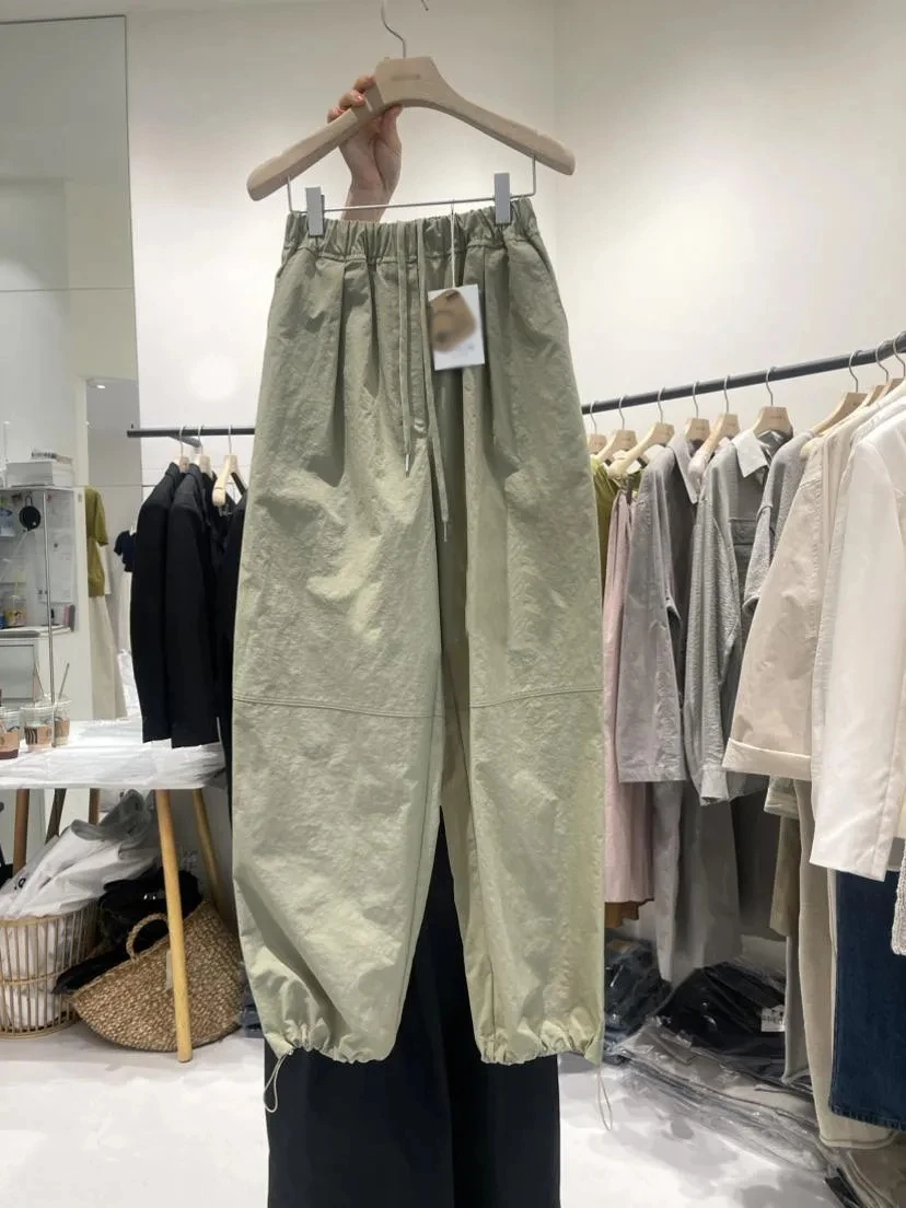 

Summer New Style Loose Women's Workwear Casual Pants Drawstring Trousers Elastic Waist Saito Style Long Trousers