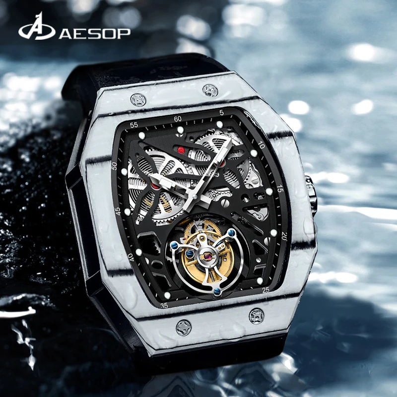 AESOP Authentic Tourbillon Mechanical Watch Night Glow Richard Hollow Fashion Advanced Leisure Business Watch