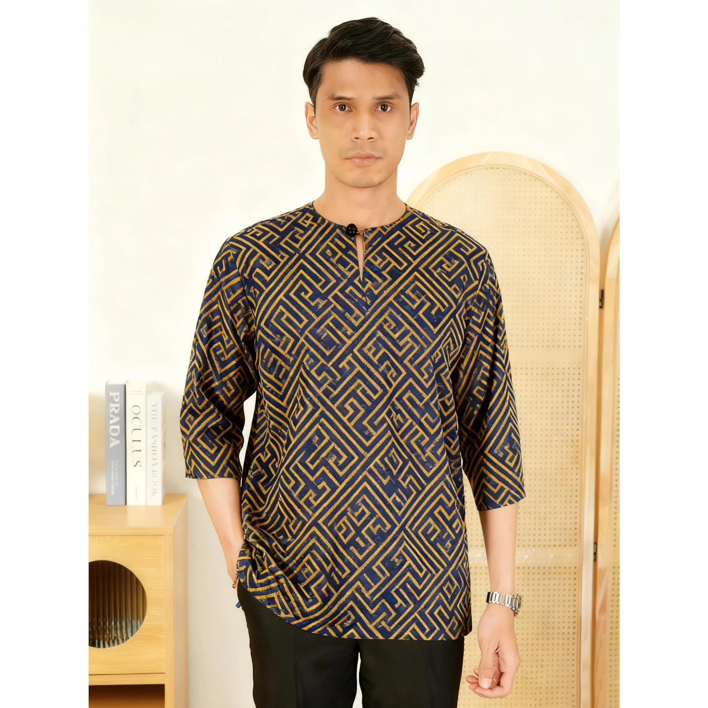 2026 الرجال المسلمات قصيرة الأكمام الإسلامية العربية المرقعة مخطط التطريز عيد مسلم تي شيرت جوبا عبايات فضفاضة غير رسمية Ropa #5