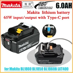 Original Makita 18V lithium battery with type-c port 65W input/output suitable for Makita BL1860 BL1850 in the Makita model