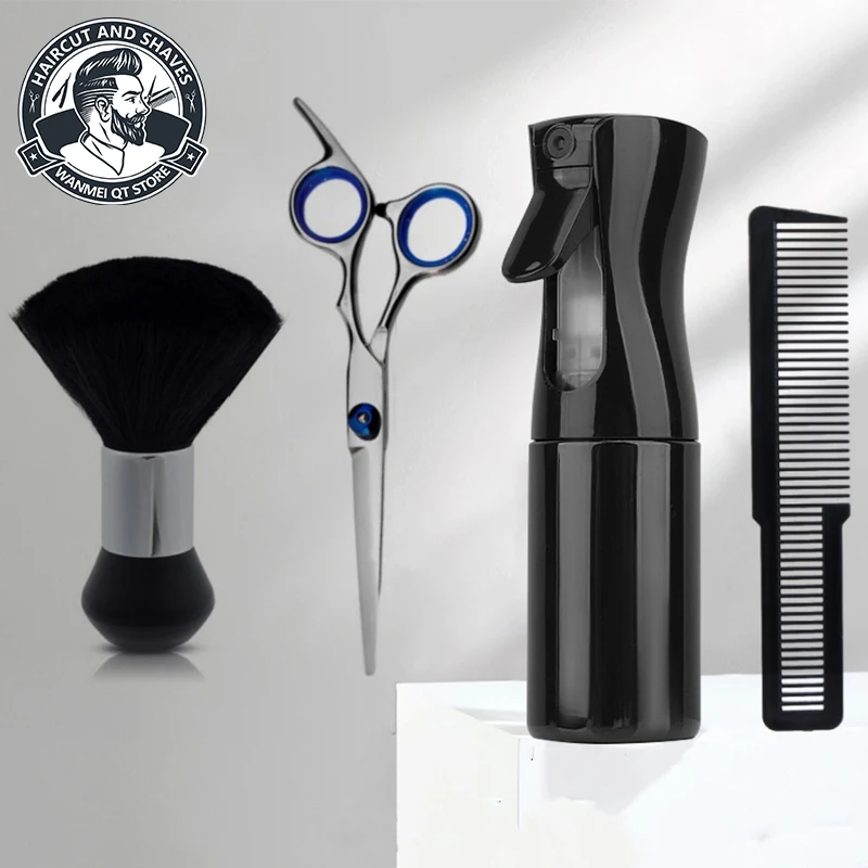 

2/3/4/5pcs Barber Haircut Set Spray Bottle,scissors,Haircutting Comb, Men's Brushing&Steel Hair Clip, Barber Shop Accesorios