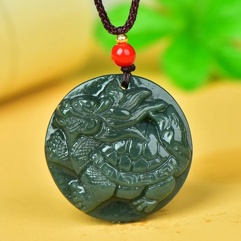 Exquisite Hetian Jade Attracts Wealth Dragon Turtle Pendant Versatile Men's Women's Models Return To Their Hometown Pendant