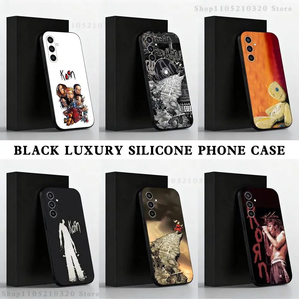 

K-Korn Rock Band Phone Case For Samsung S 25,24,23,22,30,21,10,9,Ultra,Plus,Lite,FE,4,5 G Black Soft Case