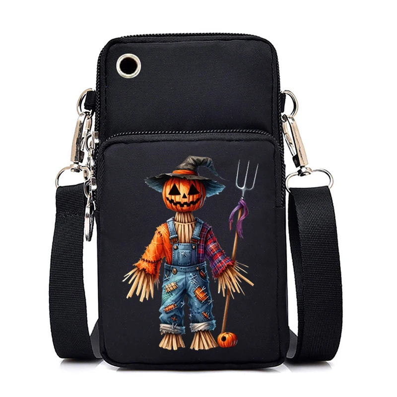 Mini Mobile Phone Bag Women Men Gothic Doll Pattern Crossbody Bag Fashion Harajuku All-match Halloween Shoulder Handbags Purses