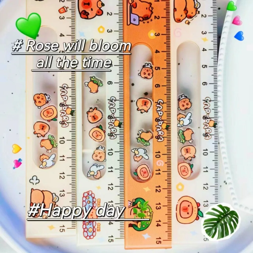 Cartoon Cute Capybara Swinging Toy Student Ruler 15CM High Beauty Drawing Acrylic Ruler