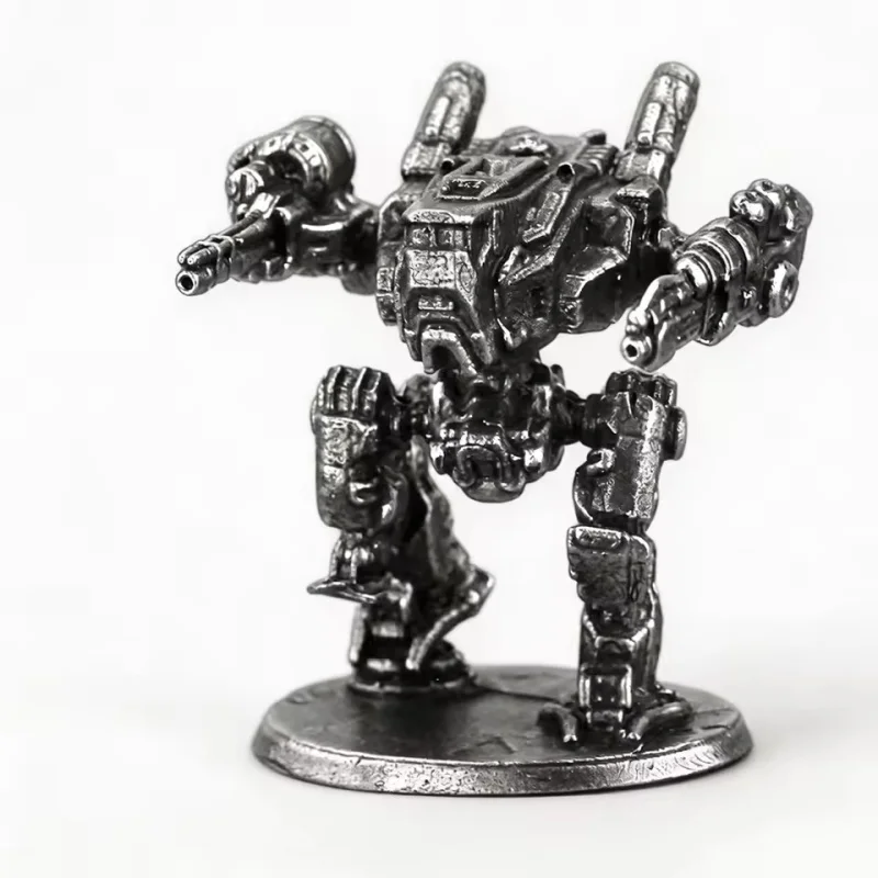 Solid White Copper Mecha Robot Miniature, Wargame Model, Metal Mech Action Figure, Desktop Ornament Collectible Gift for Men