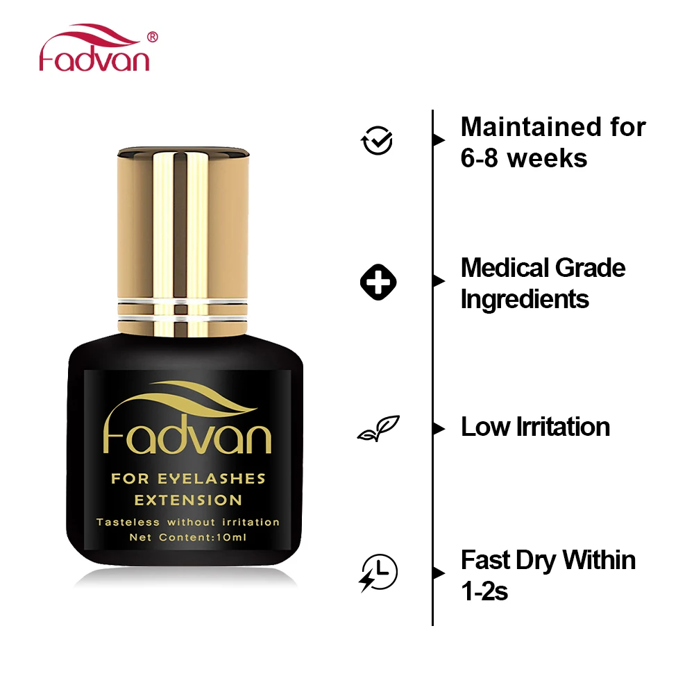 FADVAN 10ml 5ml Professional Eyelash Extension Glue Extra Strong Hold Long Lasting Quick Dry Time Premium Adhesive