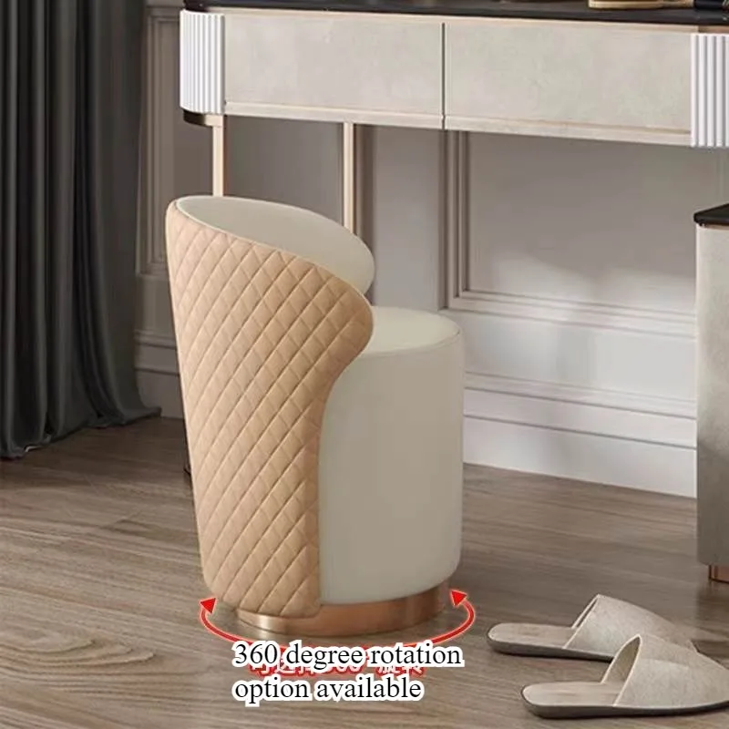 Bedroom light luxury dressing stool Internet celebrity makeup chair dressing table back chair solid wood rotatable makeup stool image 3