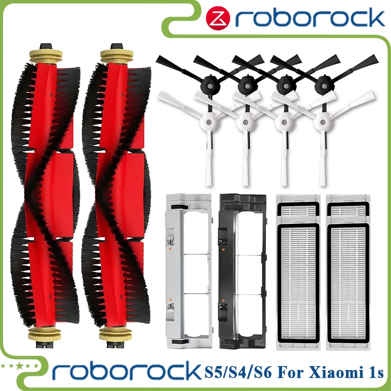 Kompatybilny dla Roborock S5 E3 S4 S50 S6 Max/Xiaomi 1S SDJQR01RR, SDJQR02RR, SDJQR03RR akcesoria boczne główne szczotki filtr