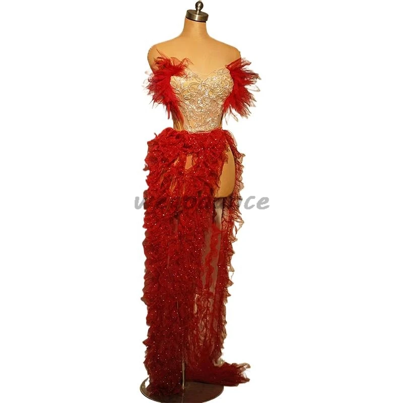 

new design plus size women's clothing fishtail evening dresses sequins singer performance costume