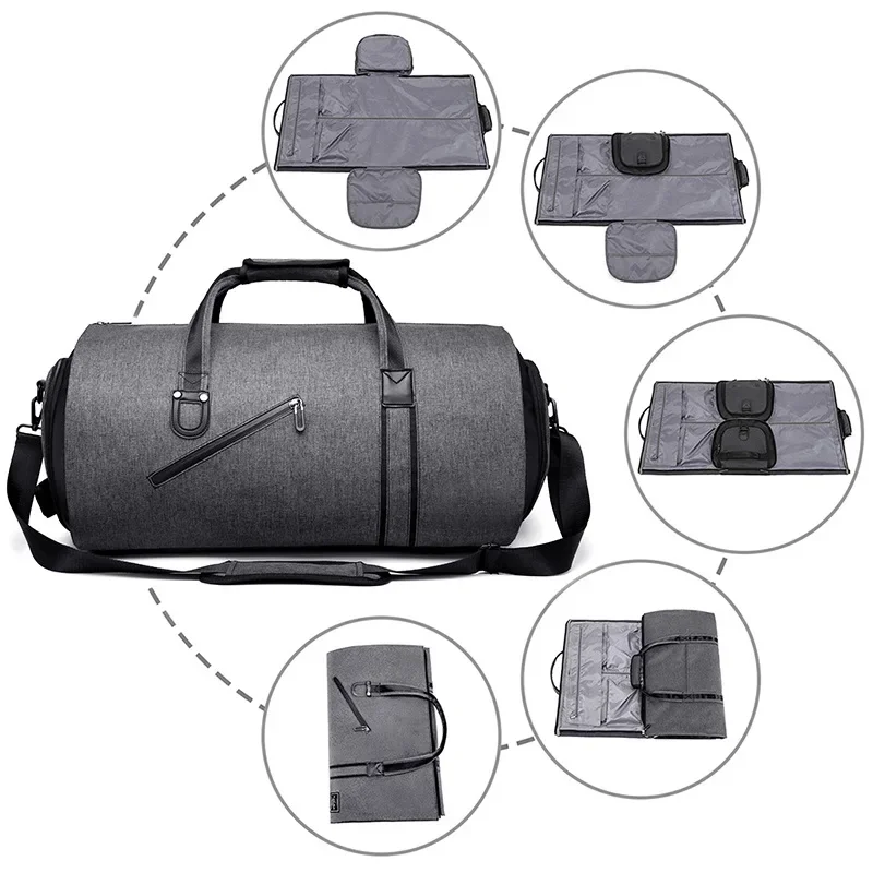 Imagem -03 - Bolsa de Viagem Multifunções para Homens Armazenamento de Terno Masculino Bolsa de Bagagem de Grande Capacidade Mochila Impermeável Bolso para Sapatos Sapatos