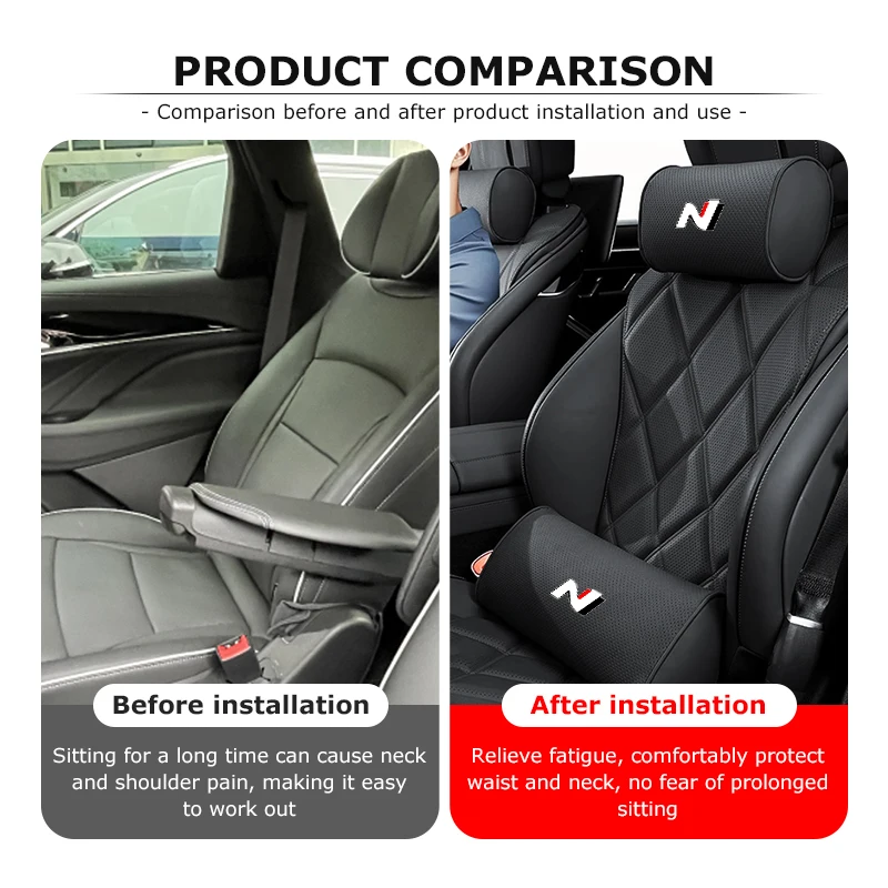 Car Seat Safety Headrest Pad Auto Emblem Neck Pillow Support Protection Pad For Hyundai Sonata i30 i20 Tucson Elantra Kona N view 4