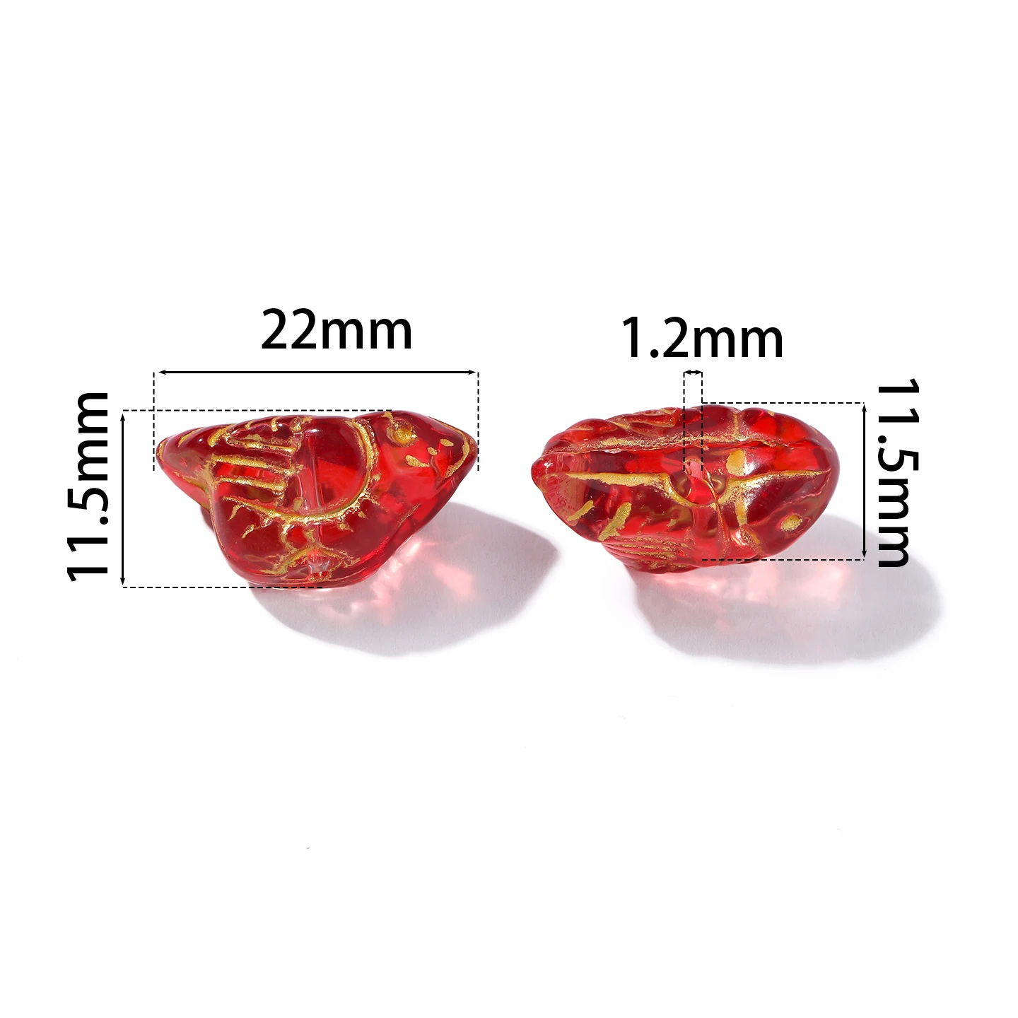 5pcs 11.5*22mm Colored Glass Small Bird Shaped Beads with Golden Edge Spacer Beads for DIY Necklaces Jewelry Making Accessories