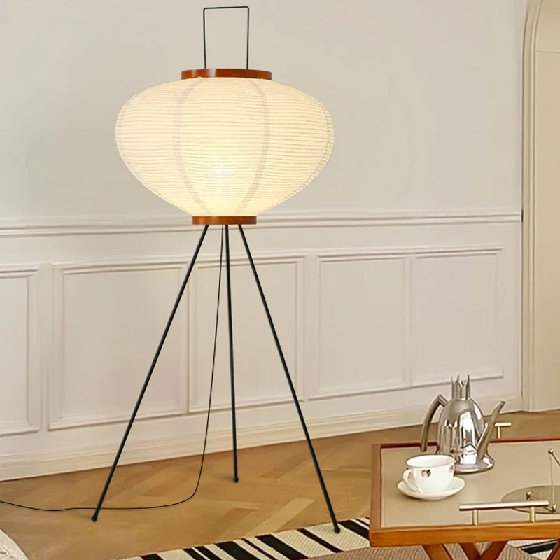 Wabi Sabi Noguchi Akari Japanese Rice Paper Floor Lamp for Bedroom Living Room Bedside House Decoration Vintage Standing