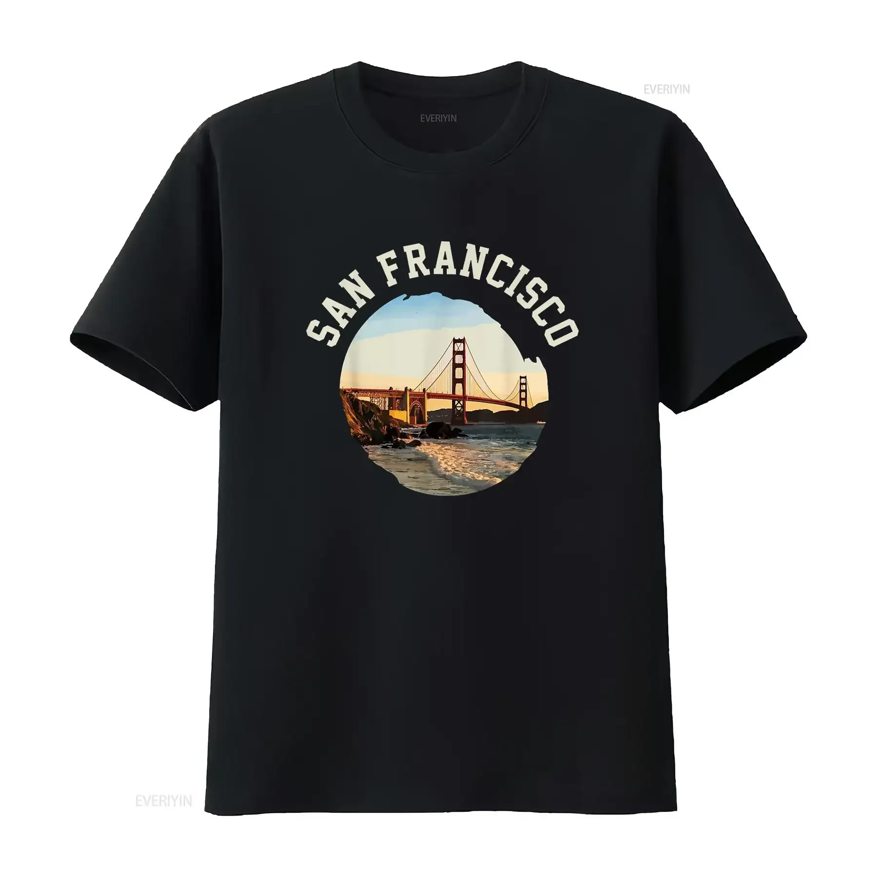San Francisco T Shirt Black vintage Washed Stretched Unisex homme Comfortable Top For Everyday Wear Versatile fashion