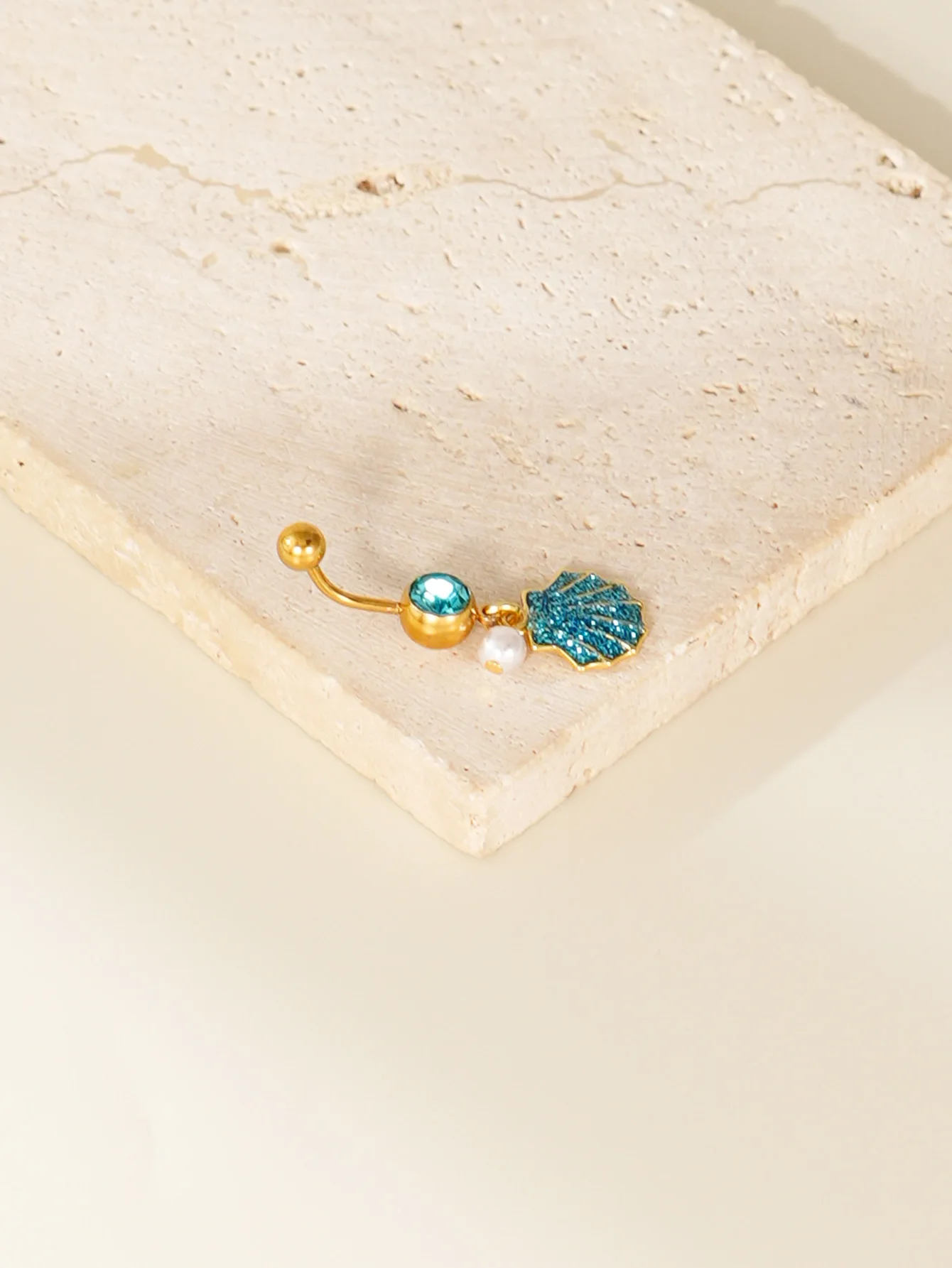 Cubic Zirconia Starfish Decor Pierced Navel Ring