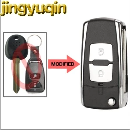 Jinyuqin Flip Modified Remote Car Key Shell No Battery Holder For Hyundai Elantra Santa FE 2006 Verna Kia Rio5 Cerato Picanto