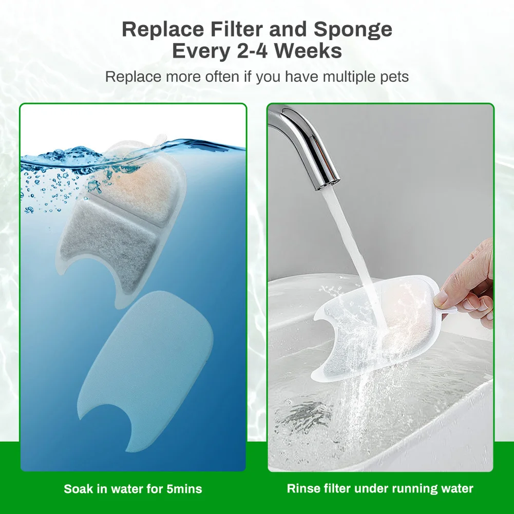 

Pet Water Fountain Filter Set For Wireless Cat Replacement Water Fountain Filter Pre-Filter Sponges Pump Sponge Set