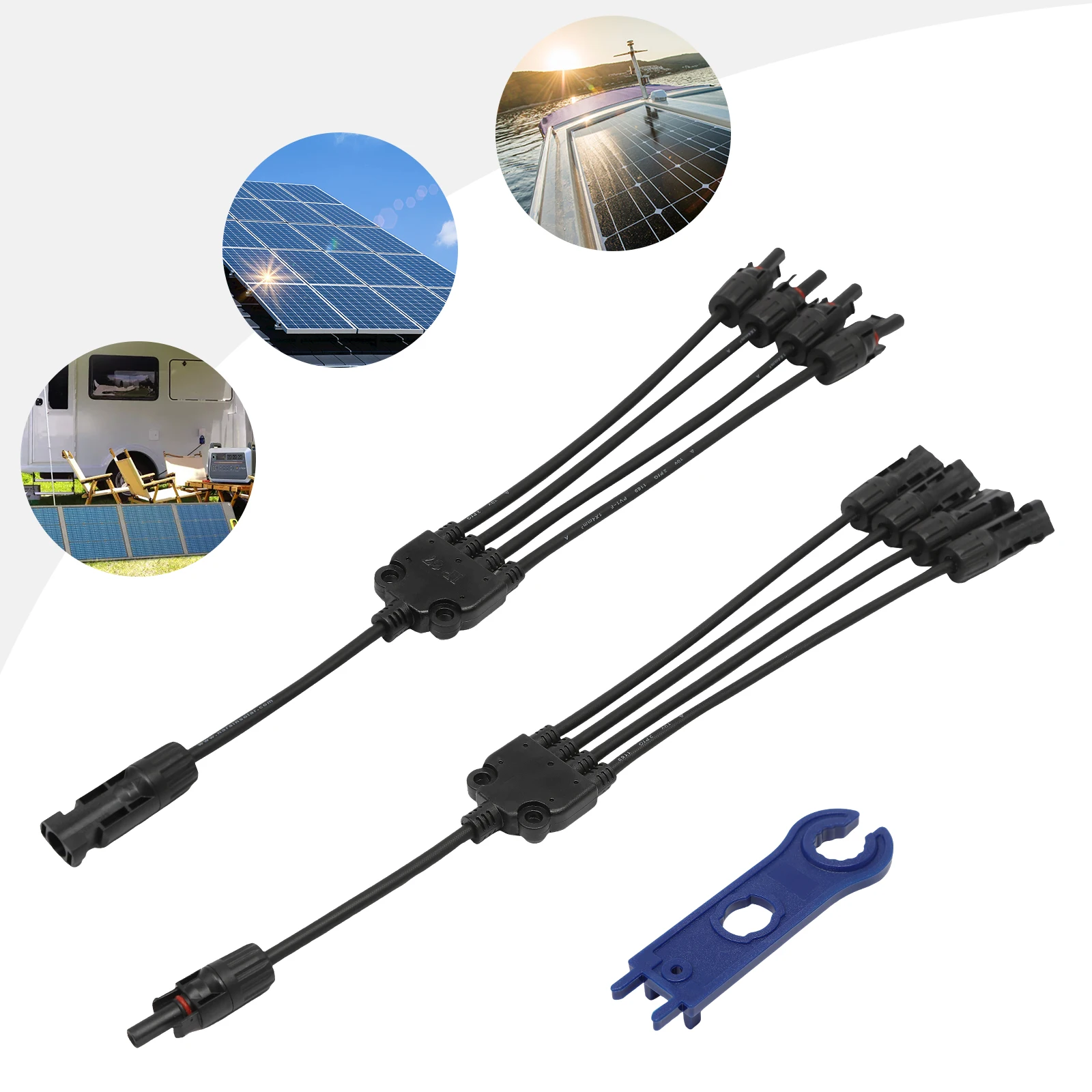 Solar Y Branch Connectors Solar Panel Parallel Connectors Solar Adapter Cable Plug Tool Kit