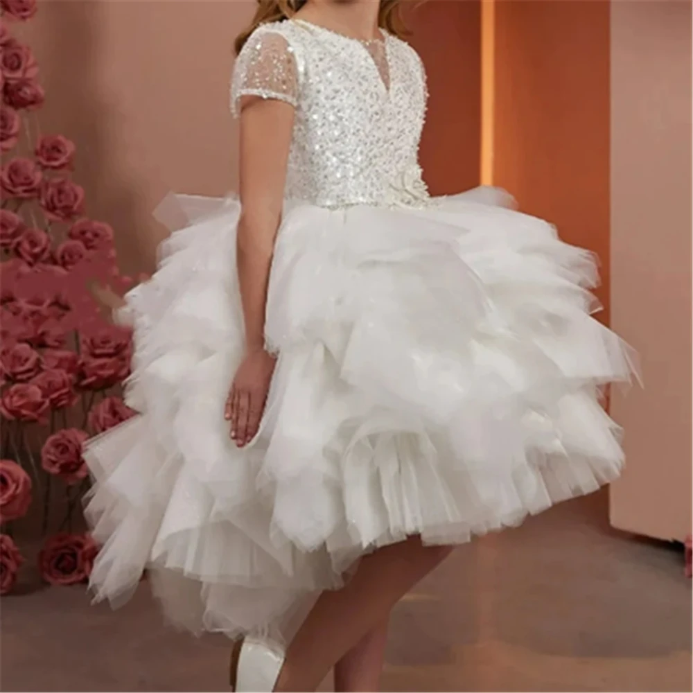 Robe de princesse en fibre de tulle, tenue de première communion pour enfants, cadeau d'anniversaire surprise