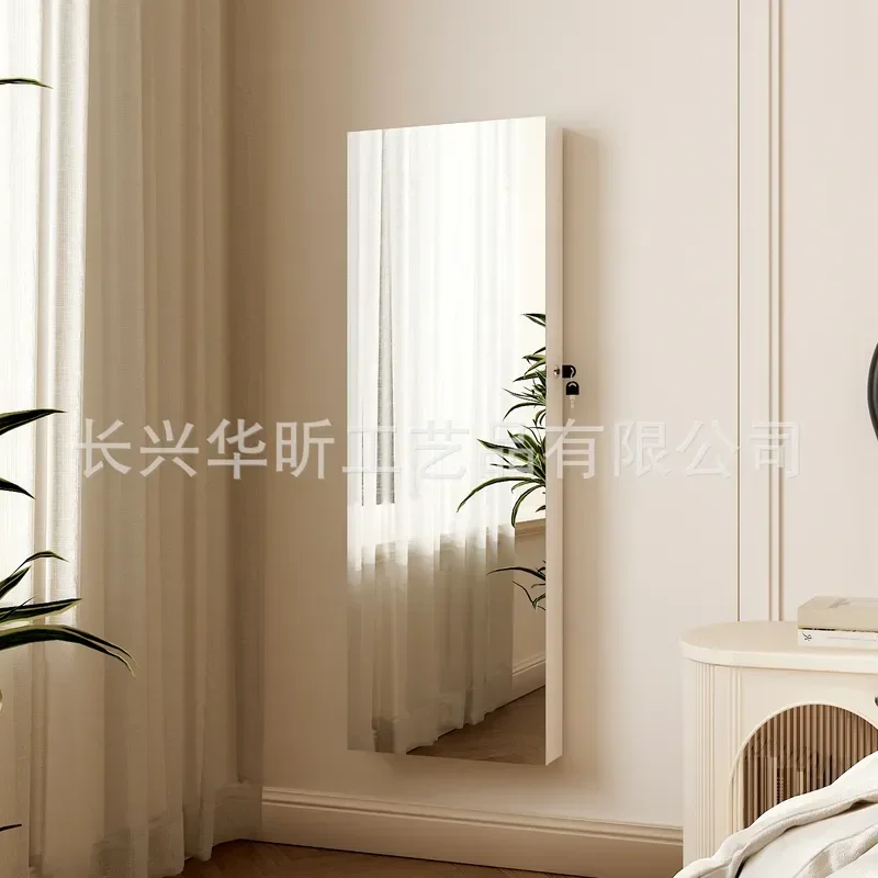 Full Body Floor Standing Full Length Mirror Cabinet Multifunctional Wooden Jewelry Storage Box European Simple Style Dressing