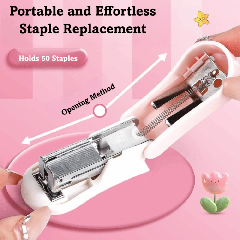 Mini agrafeuse de conception de dessin animé, couleur Macaron, agrafeuse pratique pour étudiants, petite taille avec agrafes, Machine à relier