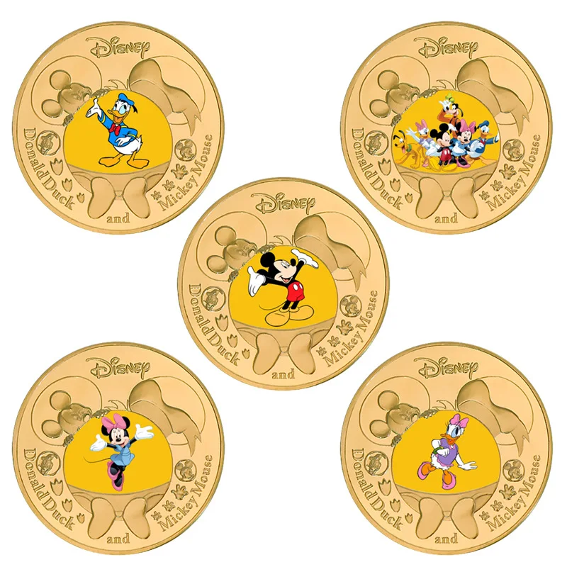 Disney Mickey Mouse Minnie Gedenkmünzen Anime Peripherie Kawaii Donald Duck Goldmünze Glücksmünze Kinder Weihnachtsgeschenk
