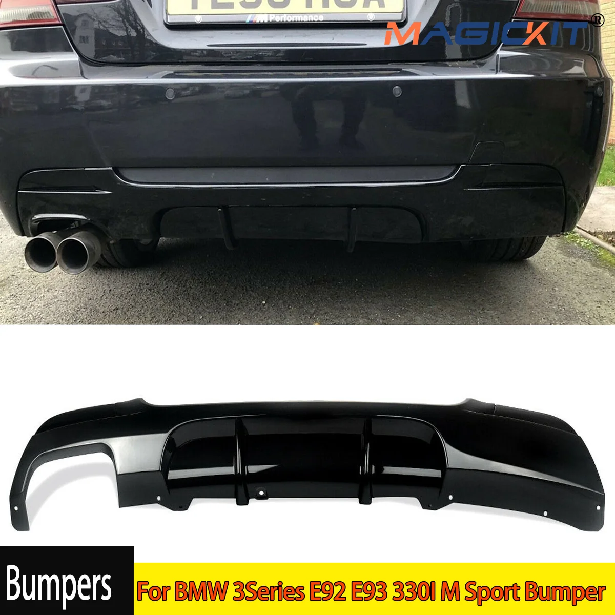 Rear Bumper Lip Diffuser for BMW 3Series E92 E93 330I M Sport Bumper Rear Bumper Diffuser Lip Shiny Black Bodykits