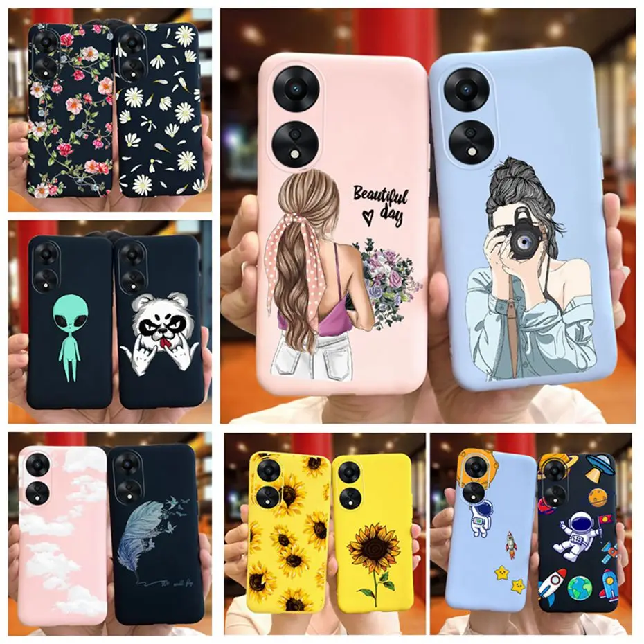 For OPPO A58 5G Phone Case Stylish Girl Flower Pattern Cases For Oppo A58 A 58 PHJ110 2022 Soft Silicone TPU Back Cover Bumpers