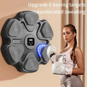 Music Boxing Machine Adulto,Bersaglio da parete Musica con guanti da boxe - Conteggio intelligente e Bluetooth Musicboxing per bambini, allenamento a casa, 9 modalità di velocità (B +guanti mezze