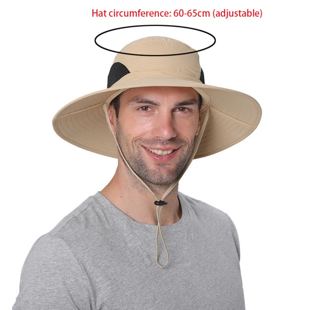 Fashion Wide Brim Sun Hat UV Protection Protect Neck Agricultural Work Hat Breathable Adjustable Beach Cap Gift