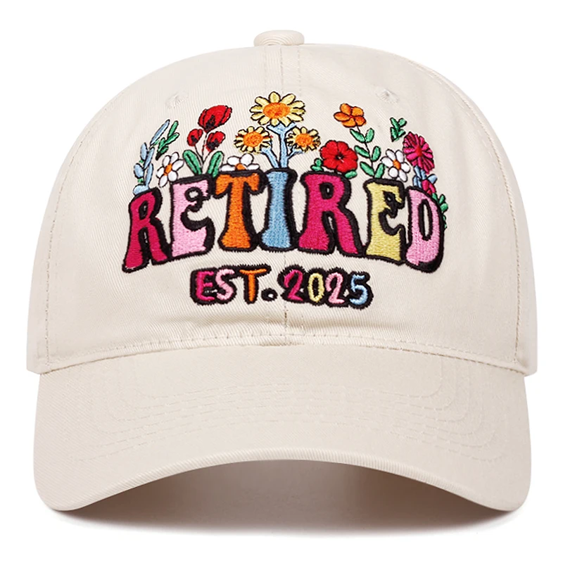 RETIRED letter Flower embroidered baseball cap men women outdoor sports events American trucker hat trend fashion