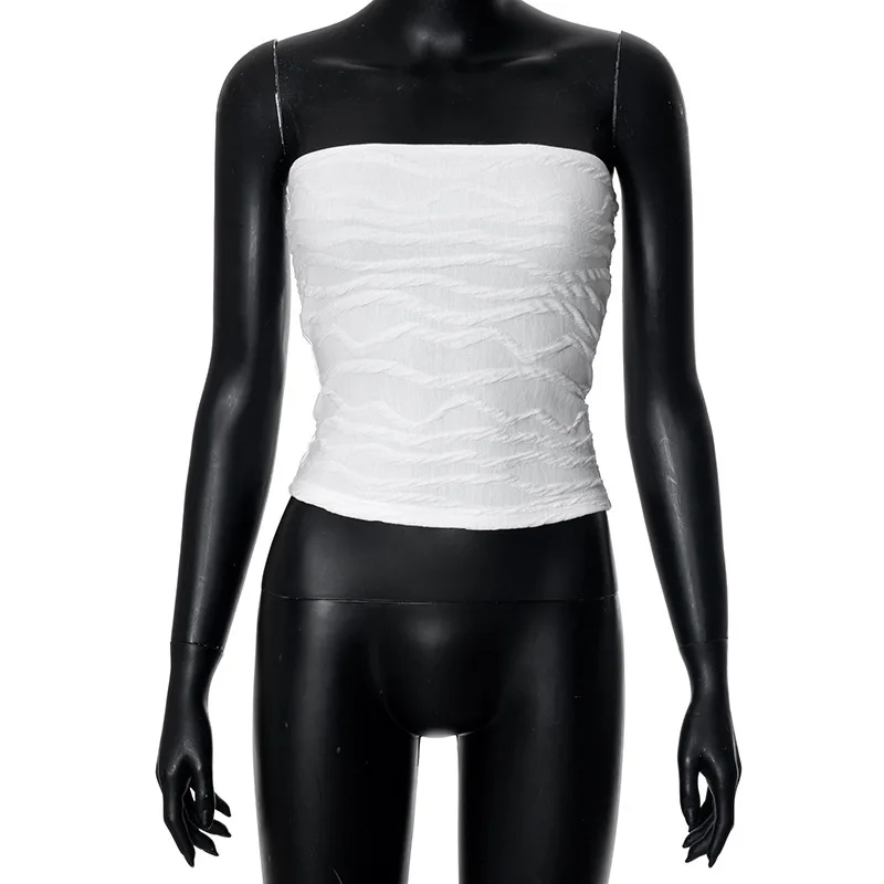2024 Sommer y2k Streetwear Crop Tops T-Shirts ärmellose schlanke Rohr Tank träger los rücken frei sexy geraffte weiße Korsett Crop Top – Detail 7
