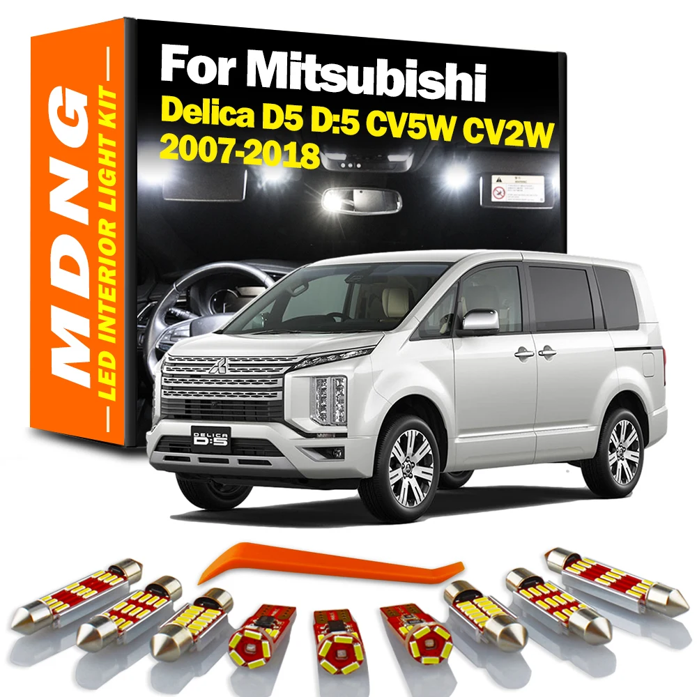 MDNG 12Pcs Canbus For Mitsubishi Delica D5 D:5 CV5W CV2W 2007-2015 2016 2017 2018 LED Interior Map Dome Light Kit Car Led Bulbs