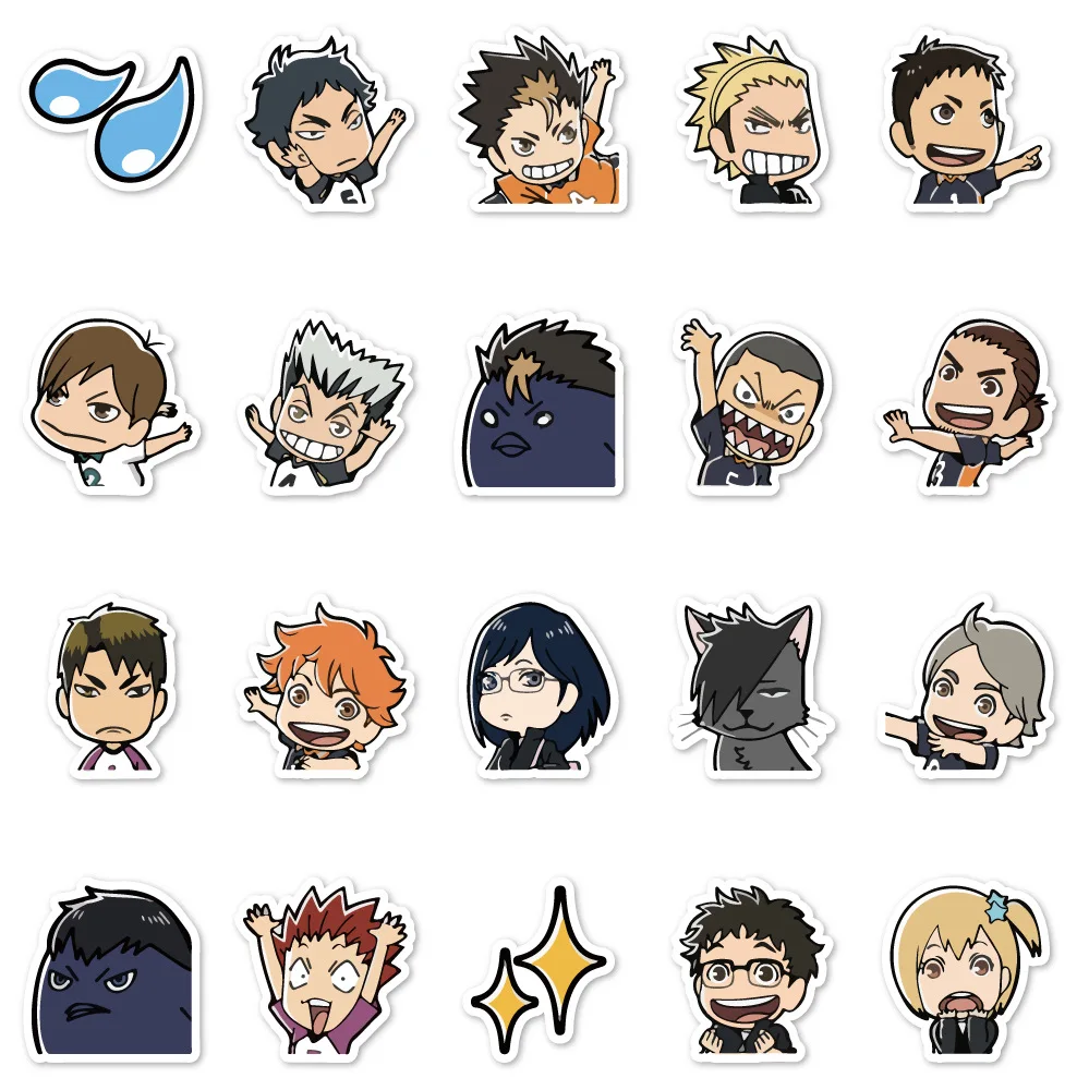 40Pcs Anime Haikyuu Stickers Cute Cartoon for Laptop Phone Guitar Diary Car Notebook Scrapbook Decoration Stickers Kid Toy