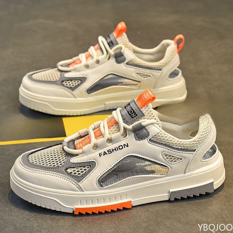 Herren Sommer neue hohle Mesh-Sportschuhe atmungsaktive bequeme Mesh vielseitige flache Schuhe lässig bequeme Herrenschuhe