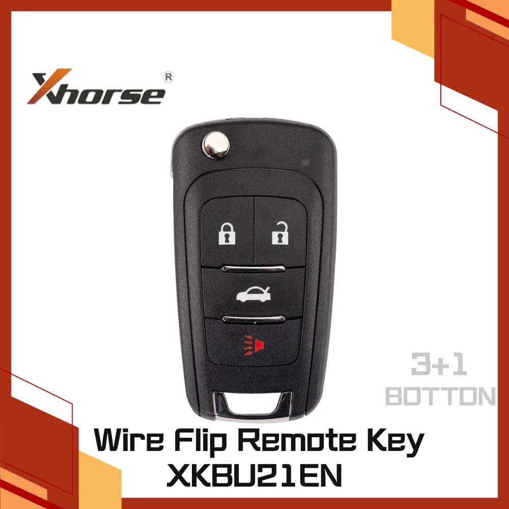 XHORSE XKBU21EN 2nd Generation Wire Remote Key Flip 4 Buttons
