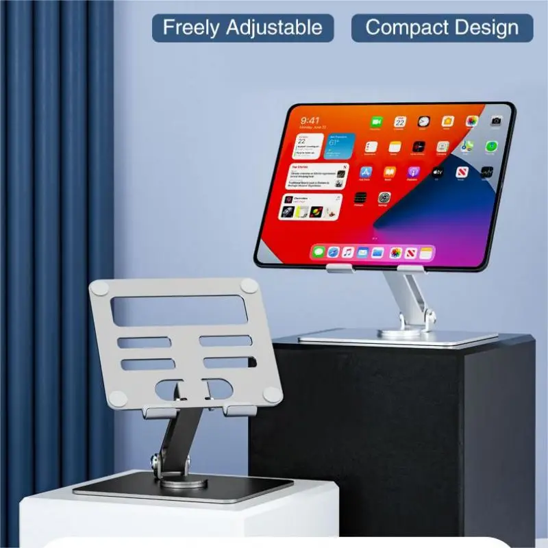 

Aluminum Alloy Desktop Mobile Phone Stand Foldable iPad Tablet Support 360° Rotation Lazy Holder For Smartphone Mount