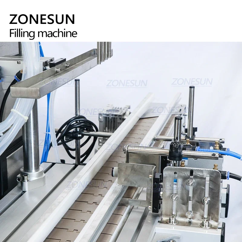 ZONESUN Automatic Filling Packing Machine 4 Heads Gel Essential Oil Shampoo Big Flow Diaphragm Pump Bottle Can Filler