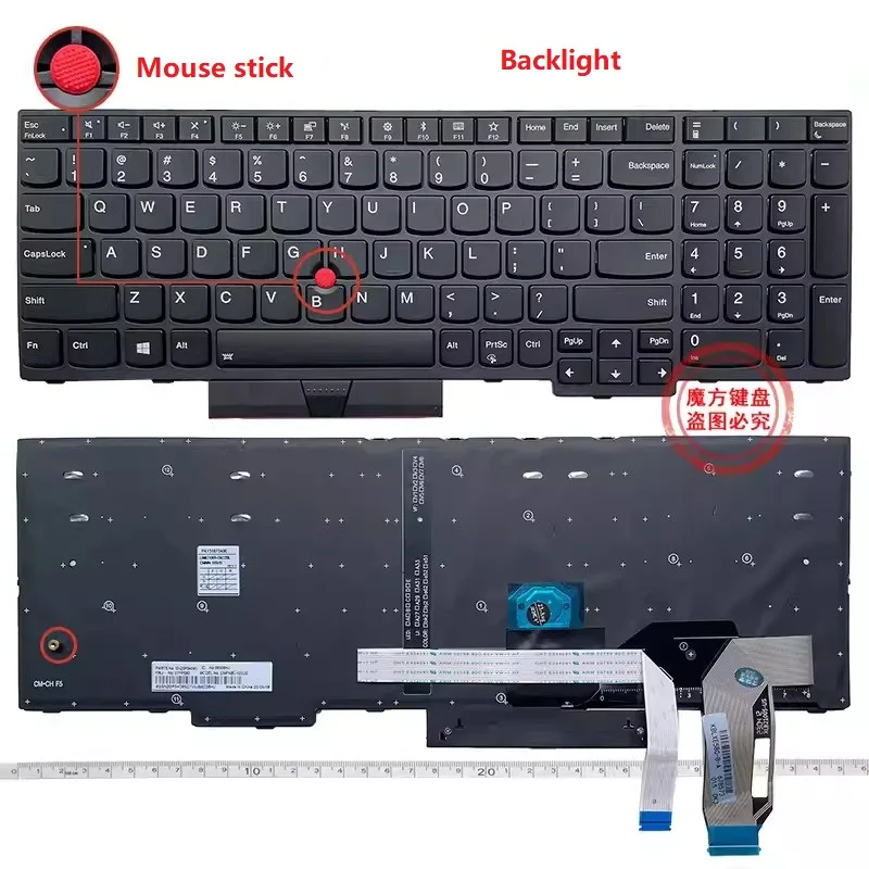 Imagem -03 - Teclado dos Eua para Lenovo Thinkpad Retroiluminação para Laptop P52 P53 P72 P73 E590 L590 R590 P51s Novo