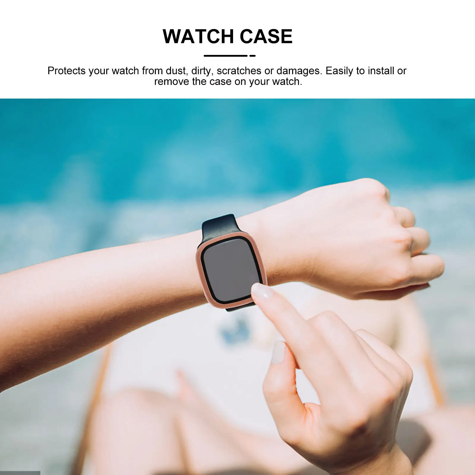 2Pcs Watch Protector Watch Cover Anti-Scratch Full Edge Coverage Modern Design Easy on Off No Strap Removal