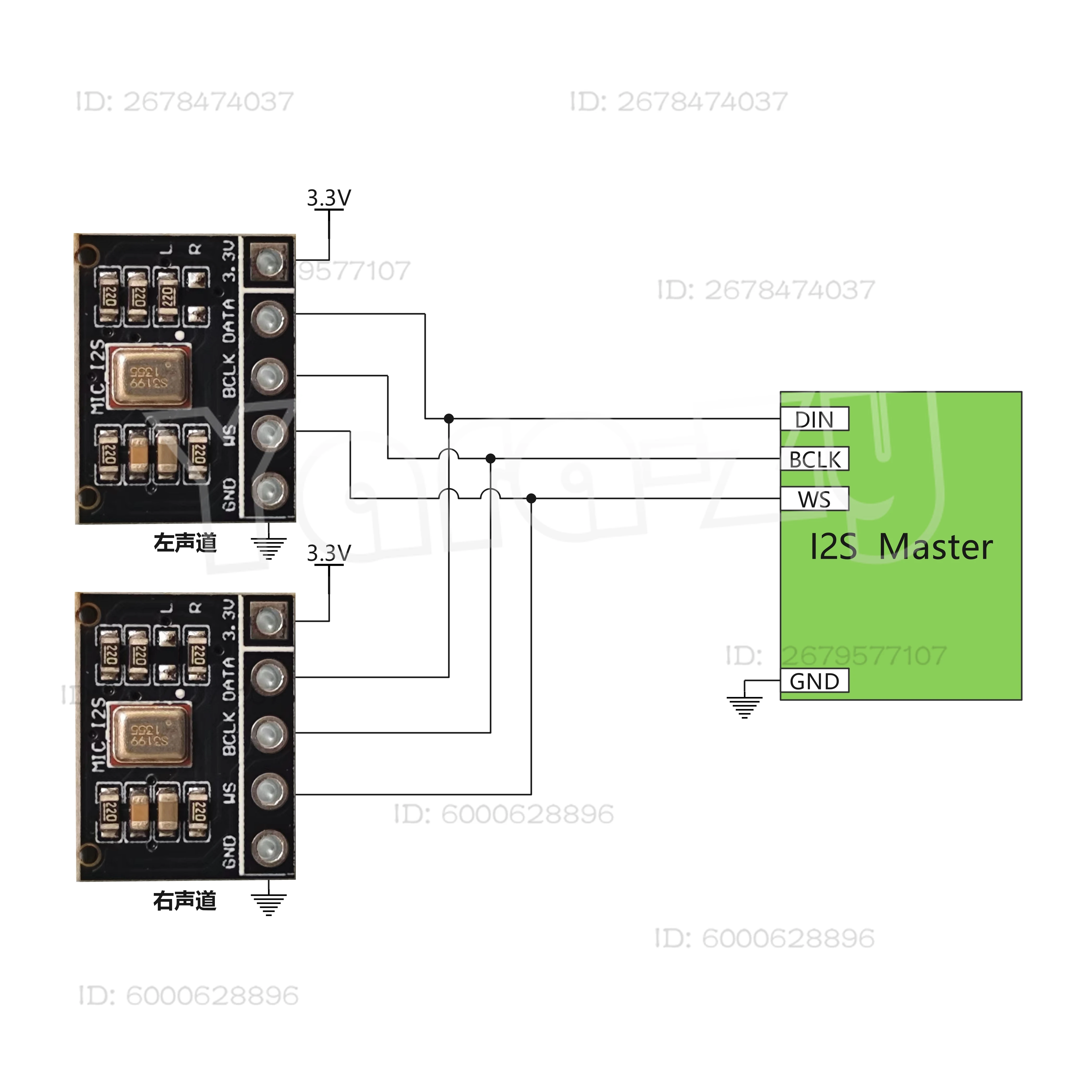 Microfono I2S PDM MIC MEMS Microfono in silicone
