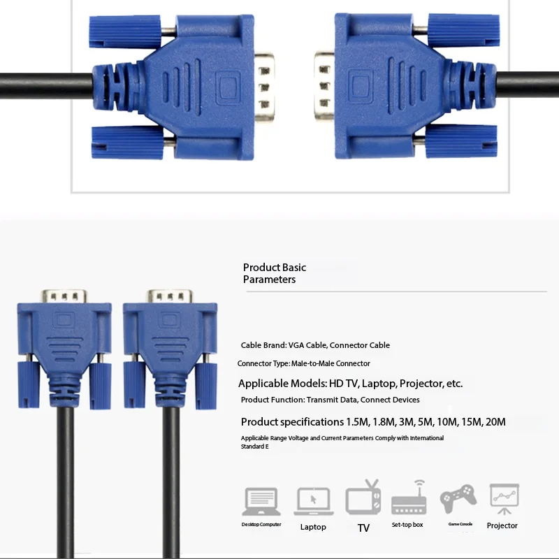 VGA 3 5 Cable Male To Male High Definition Computer Projector Monitor Video Data Cable With Magnetic Ring image 4