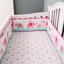 pink elephant micro fiber brushed newborn baby Crib Liner antibumper pads protector for boys and girls