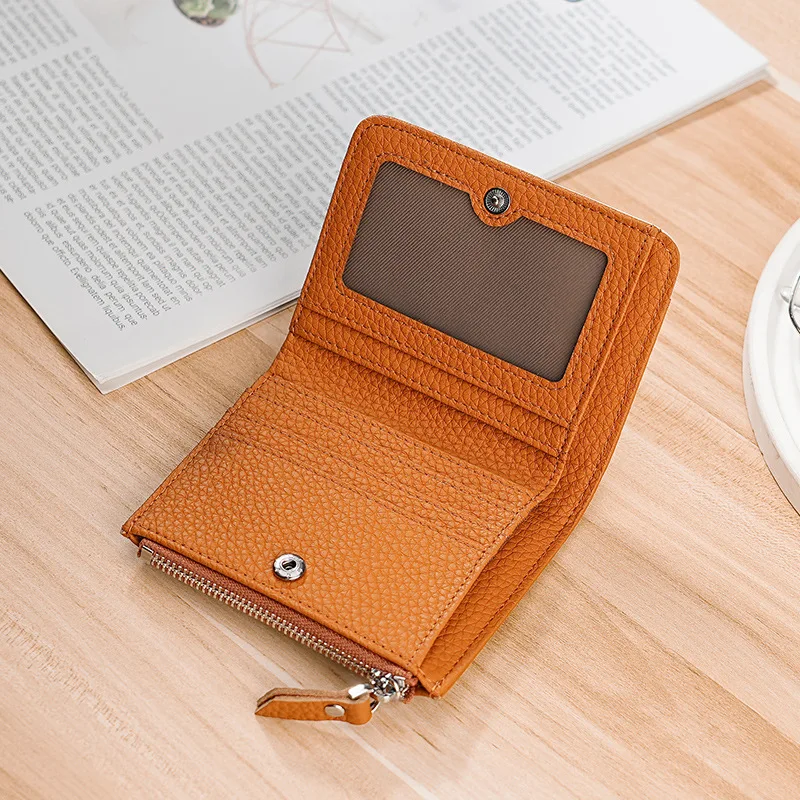 Kleine portemonnee dames echt leer Japanse portemonnee RFID beschermende kaarthouder geldzak voor dames