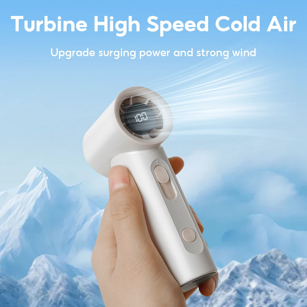 

Лето 2025 г., портативный мини-вентилятор с зарядкой через USB, ЖК-экран, ручной турбовентилятор, 100 передач, регулируемая скорость ветра, портативный настольный вентилятор