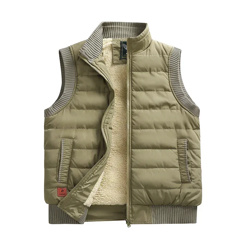 2024 Winter Men's Vest Fleece Lightweight Padded Thickening Vests Sleeveless Jackets Warm Coat Waistcoat Outdoor ZL584