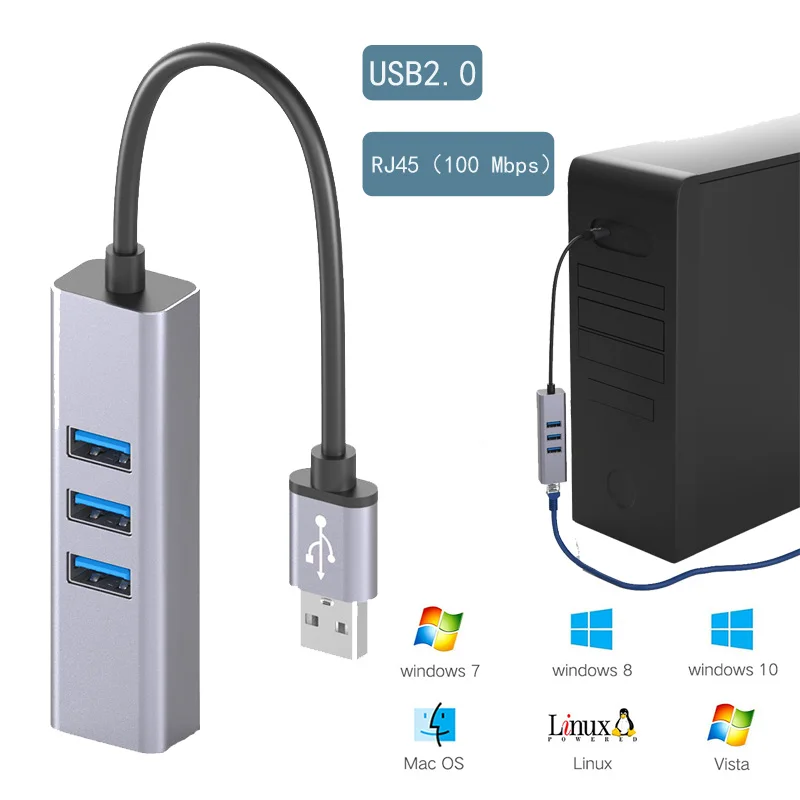 USB 2.0 Splitter Adapter Multi-function Laptop Docking Station 4 In 1 game usb hub Splitter Box USB2.0 converter Extension Cable