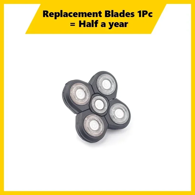 Replacement Shaver Head Electric Shaver 5D Independently 5 Cutter Floating Head Waterproof Stainless Steel Razor Blade